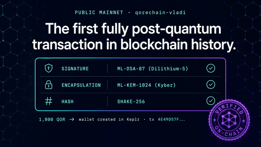 QoreChain Claims First Fully Post-Quantum Transfer On Live Public Blockchain